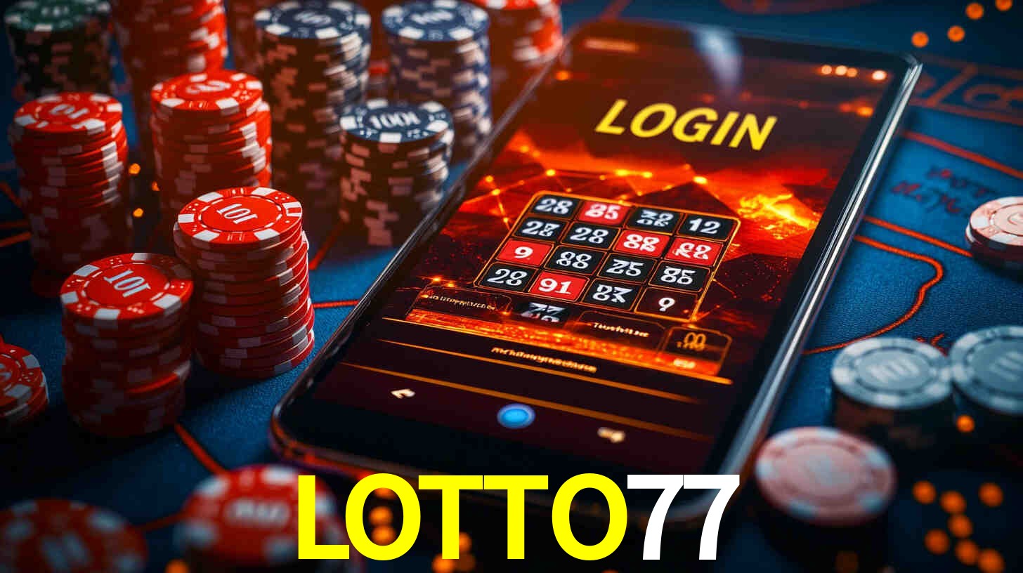 Interfaz de la app móvil LOTTO77 en un smartphone moderno
